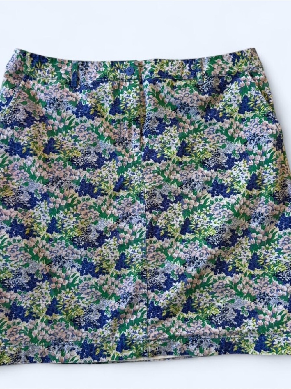 Talbots Floral Mini Skirt in Blue, Green, and Cream